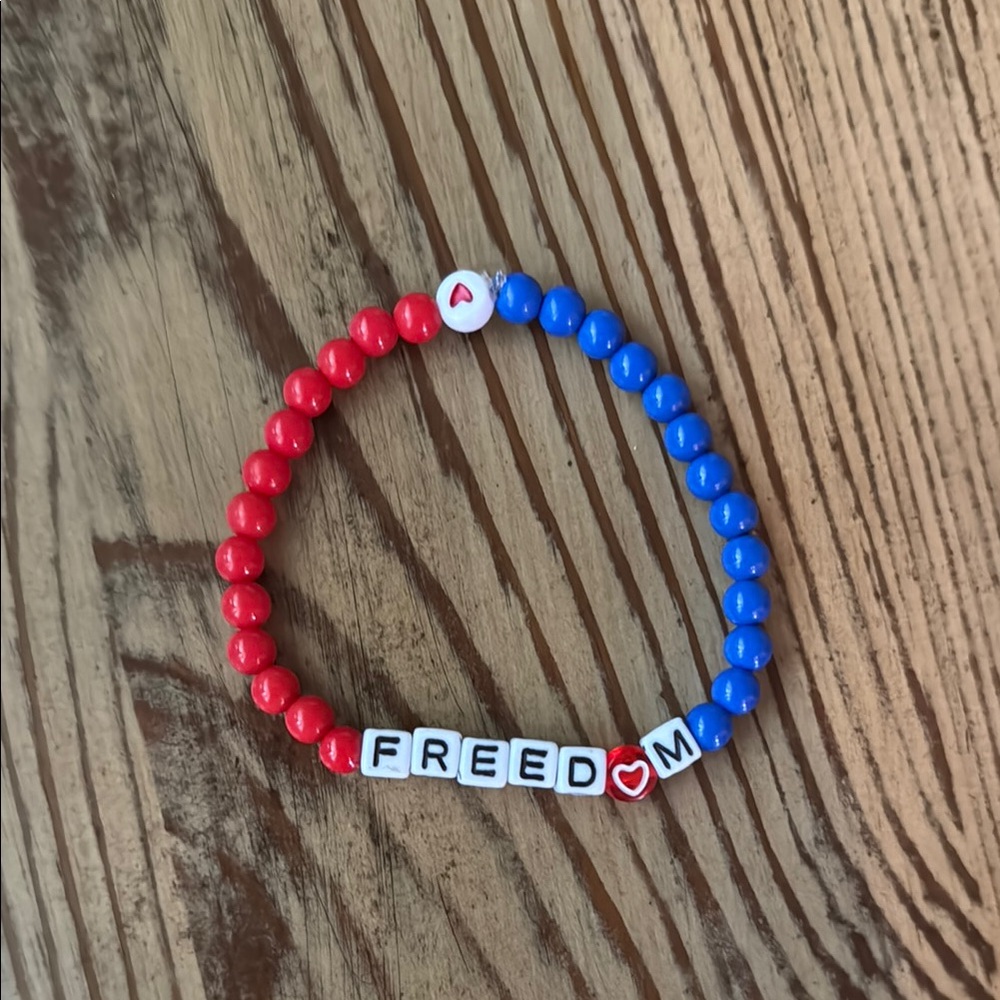Freedom red & blue beaded bracelet